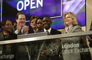 Justine Greening opening the market at London Stock Exchange. Picture: London Stock Exchange.