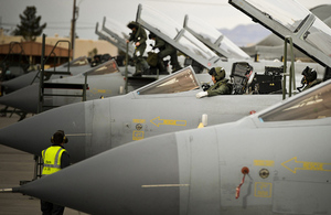 Royal Air Force Tornado GR4 jets from 9 (Bomber) Squadron lined up before a flight over the Nevada desert [Picture: Sergeant Paul Oldfield RAF, Crown copyright]