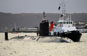 HMS Talent sailing up the River Tamar [Picture: Leading Airman (Photographer) Joel Rouse, Crown copyright]