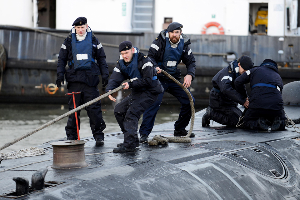 HMS Talent tying up alongside 