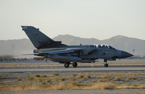 A 617 Squadron Tornado aircraft on the runway at Kandahar Airfield [Picture: Sergeant Si Pugsley RAF, Crown copyright]