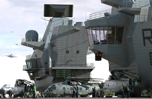 Computer-generated image of flight deck operations on the aircraft carrier HMS Queen Elizabeth [Picture: Copyright Aircraft Carrier Alliance]