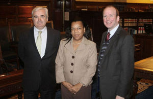 Crystal Robinson meets presiding officers at the High Court of Tynwald, the legislature of the Isle of Man.