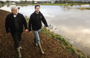 Deputy Prime Minister Nick Clegg visits the flooding sites at Burrowbridge, Somerset.