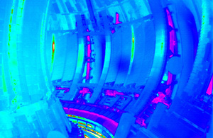 Inside the JET fusion tokamak (infrared image)