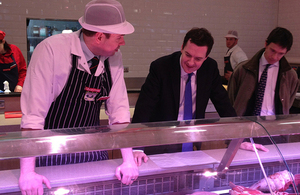 The Chancellor met butchers at the new Cranstons Food Hall.