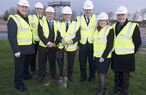 Dr Andrew Murrison turns the first sod at MOD Lyneham to mark the start of the construction phase of the new Defence College of Technical Training [Picture: Paul Crouch, Crown copyright]