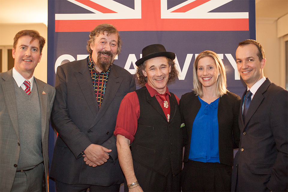 From left: Neil Constable, Stephen Fry, Mark Rylance, Susan Lopez, Danny Lopez