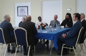 HRH taking part in a discussion with Christian community leaders