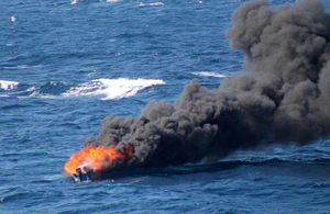 The speedboat was destroyed once its crew and cargo had been seized [Picture: US Coast Guard]