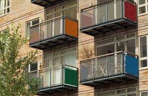 Colourful balconies.