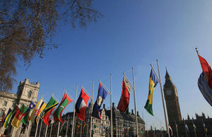 Commonwealth flags outside the HMRC headquarters in London (© Crown copyright, Foreign & Commonwealth Office)