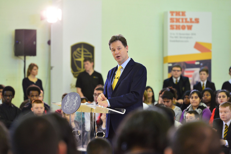 Nick Clegg speaking at Southfields Academy