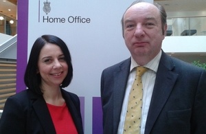 Jo Youle, chief executive of Missing People, and Crime Prevention Minister Norman Baker