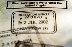 Image of a visa stamp in a passport