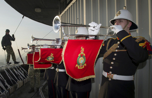 A Royal Marine prepares to abseil down the BT Tower to the sound of trumpets from the Royal Marines Band Service [Picture: Leading Airman (Photographer) Nicky Wilson, Crown copyright]