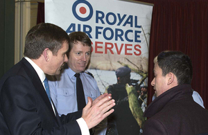 The Secretary of State for Wales talks to a potential recruit during a 614 Squadron open day [Picture: Ray Edwards, Crown copyright]