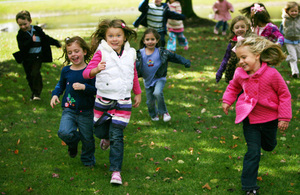 Happy children playing in a park
