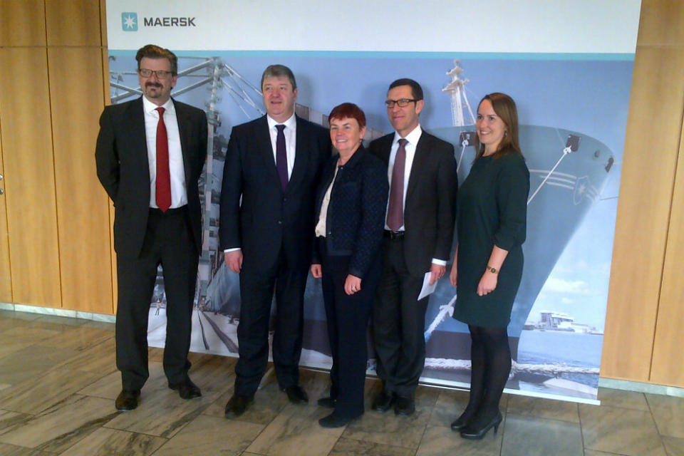 Alistair Carmichael meets representatives from Maersk during his visit to Denmark.