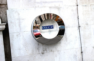 OSCE sign at the organisation's headquarters in Vienna, Austria