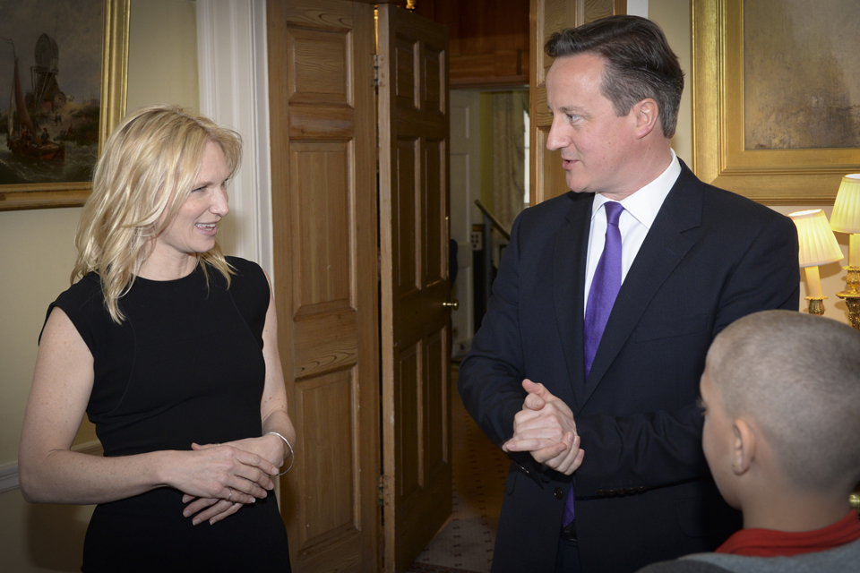 David Cameron welcomes Sport Relief fundraisers to 10 Downing Street. 