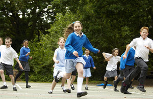 School children in the playground