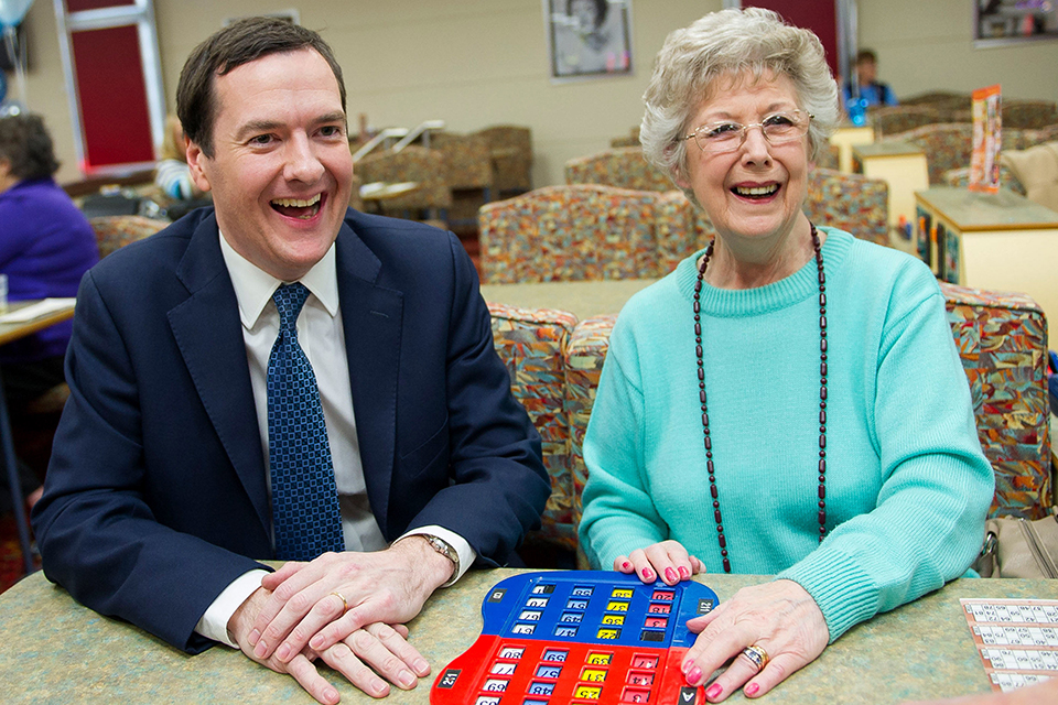 Chancellor George Osborne during his visit to Castle Bingo in Cardiff. 