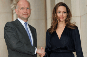 Foreign Secretary William Hague and Ms Angelina Jolie at the launch of the UK initiative on preventing sexual violence in conflict, 29 May 2012.