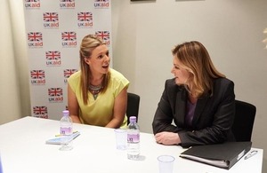 ICS volunteer Alexandra Kirkham with Justine Greening at the ICS Entrepreneur launch. Picture: ICS