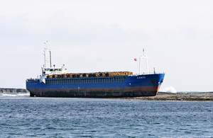 MV Danio grounded in the Farne Islands