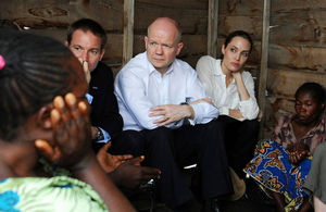 The Foreign Secretary and Special Envoy of the UN High Commissioner for Refugees, Angelina Jolie, visiting Nzolo Displacement Camp, near Goma, eastern DRC.