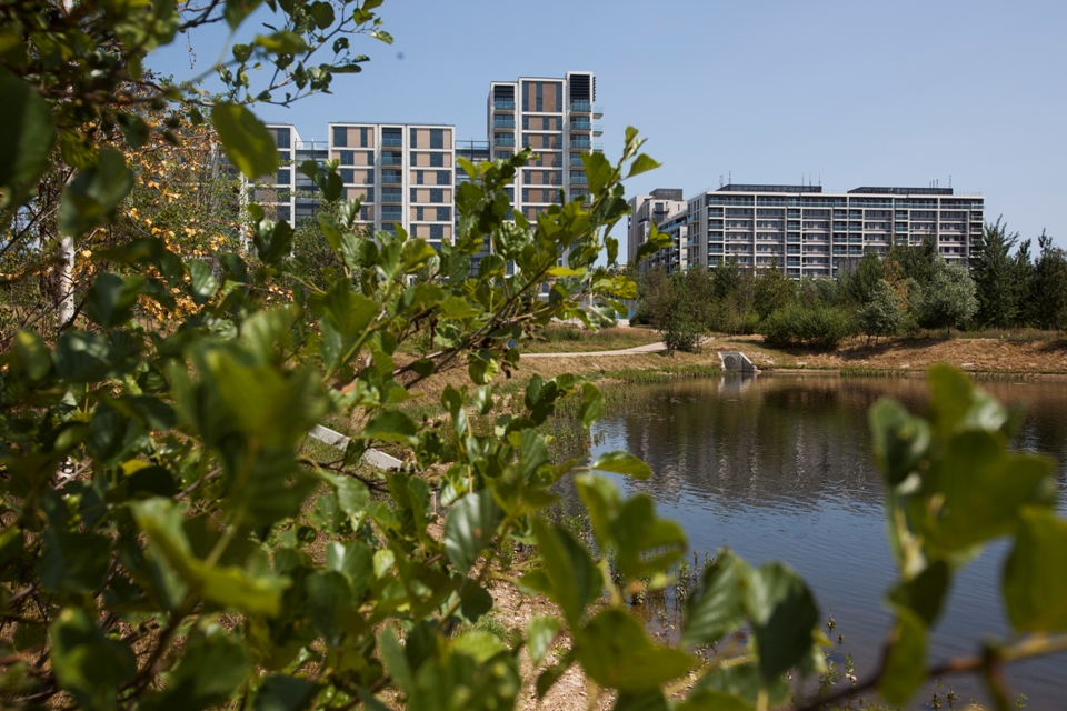 The Waterglades wetlands area in London's East Village