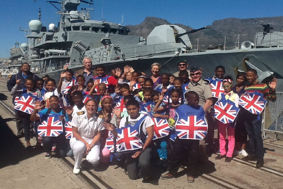 School children on board HMS Portland