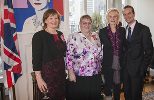 Kathryn Foster, Judy O'Rourke, Leila Straus, and Consul General Danny Lopez.