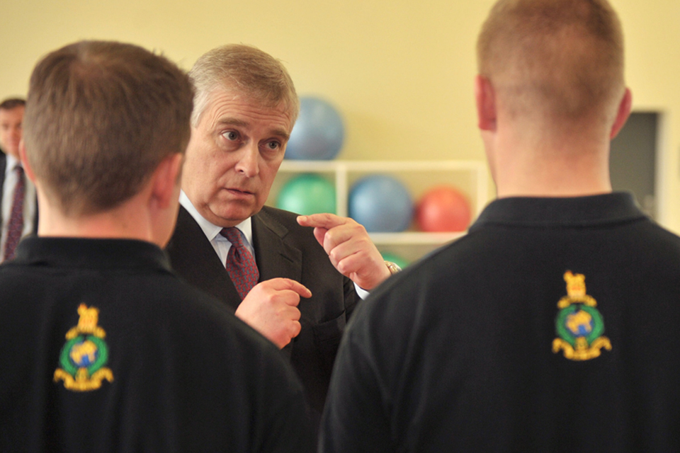 His Royal Highness The Duke of York talking to members of Hasler Company 