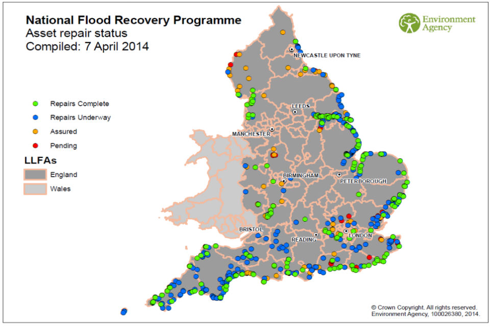 Locations of flood defences