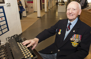 Sergeant (Retired) Bernard Morgan with the once-classified Type X machine [Picture: Corporal Neil Bryden RAF, Crown copyright]
