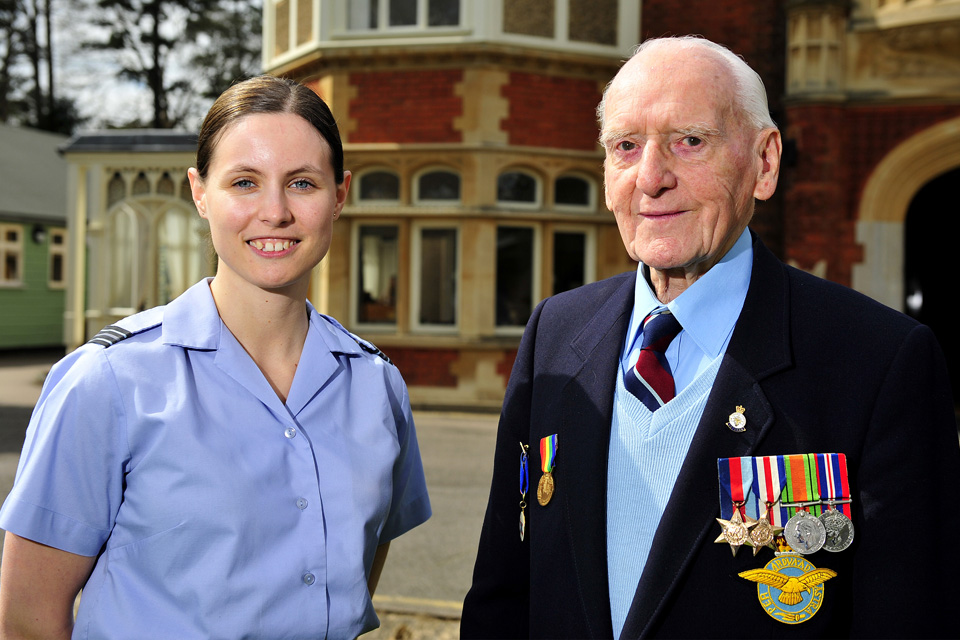 Flight Lieutenant Vikki Thorpe with Sergeant (Retired) Bernard Morgan