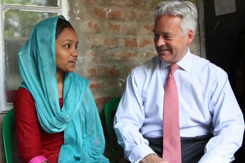 Alan Duncan meets Rabya at the CRP in Savar, Dhaka