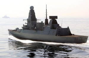 HMS Dragon (foreground) accompanies the Russian destroyer Vice Admiral Kulakov [Picture: Crown copyright]