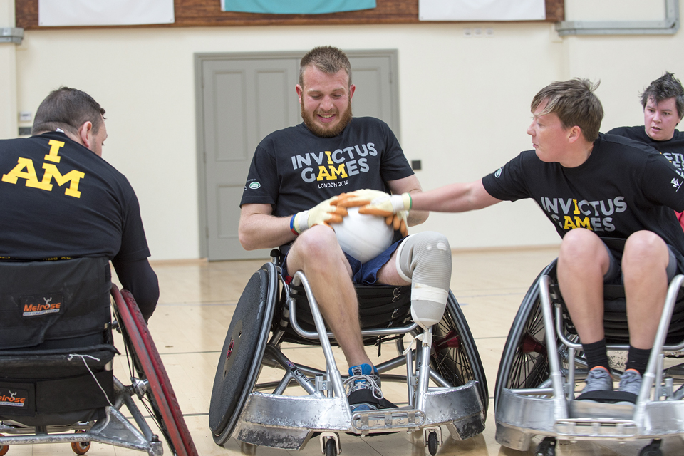 Service personnel trying out for wheelchair rugby 