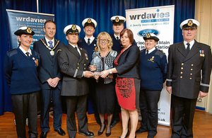 Rhyl Coastguard Rescue Team receiving their award at the Mayor of Rhyl's Gala Charity Evening on Saturday 19 April.