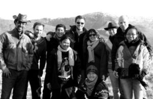 Group of people with Welsh mountains in the background