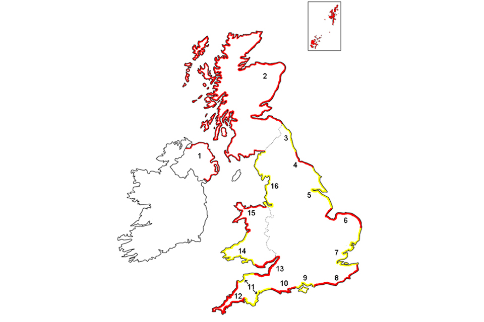 Map of the UK showing the locations of all standing environment groups