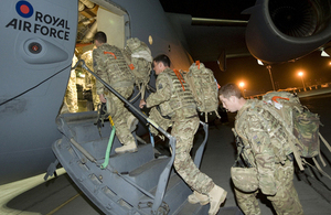 Kingsmen from 1st Battalion The Duke of Lancaster's Regiment board an RAF C-17 Globemaster (library image) [Picture: Corporal Jamie Peters RLC, Crown copyright]