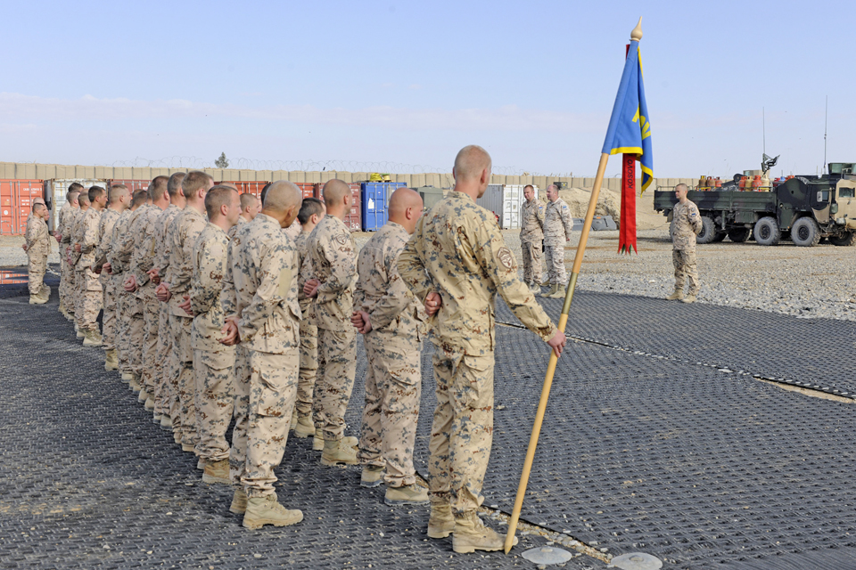 Estonian troops on parade in Afghanistan