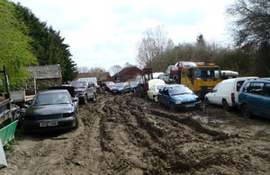 Waste cars on Barnes' vehicle dismantling site