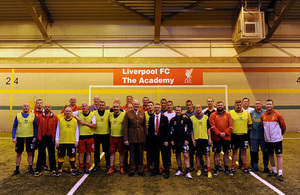 Armed forces veterans with Liverpool Football Club staff and Brigadier Chris Coles at the club's academy in Kirkby [Picture: Copyright Liverpool Football Club]