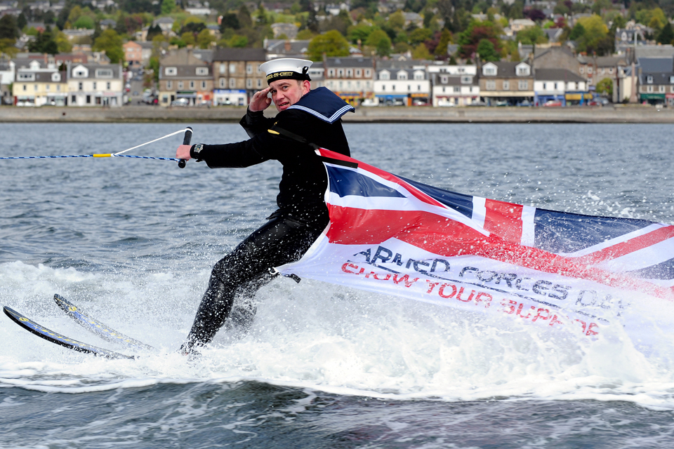 A sailor showing his support for Armed Forces Day