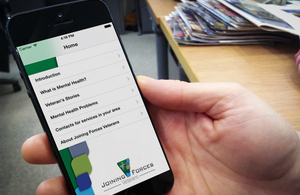 Veterans Mental Health app running on an iPhone [Picture: Crown copyright]